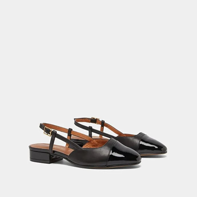 Slingbacks ballet flats in black patent and leather