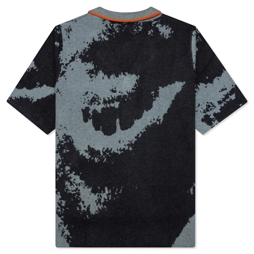 Smile Heavy Knit Shirt - Black/Blue