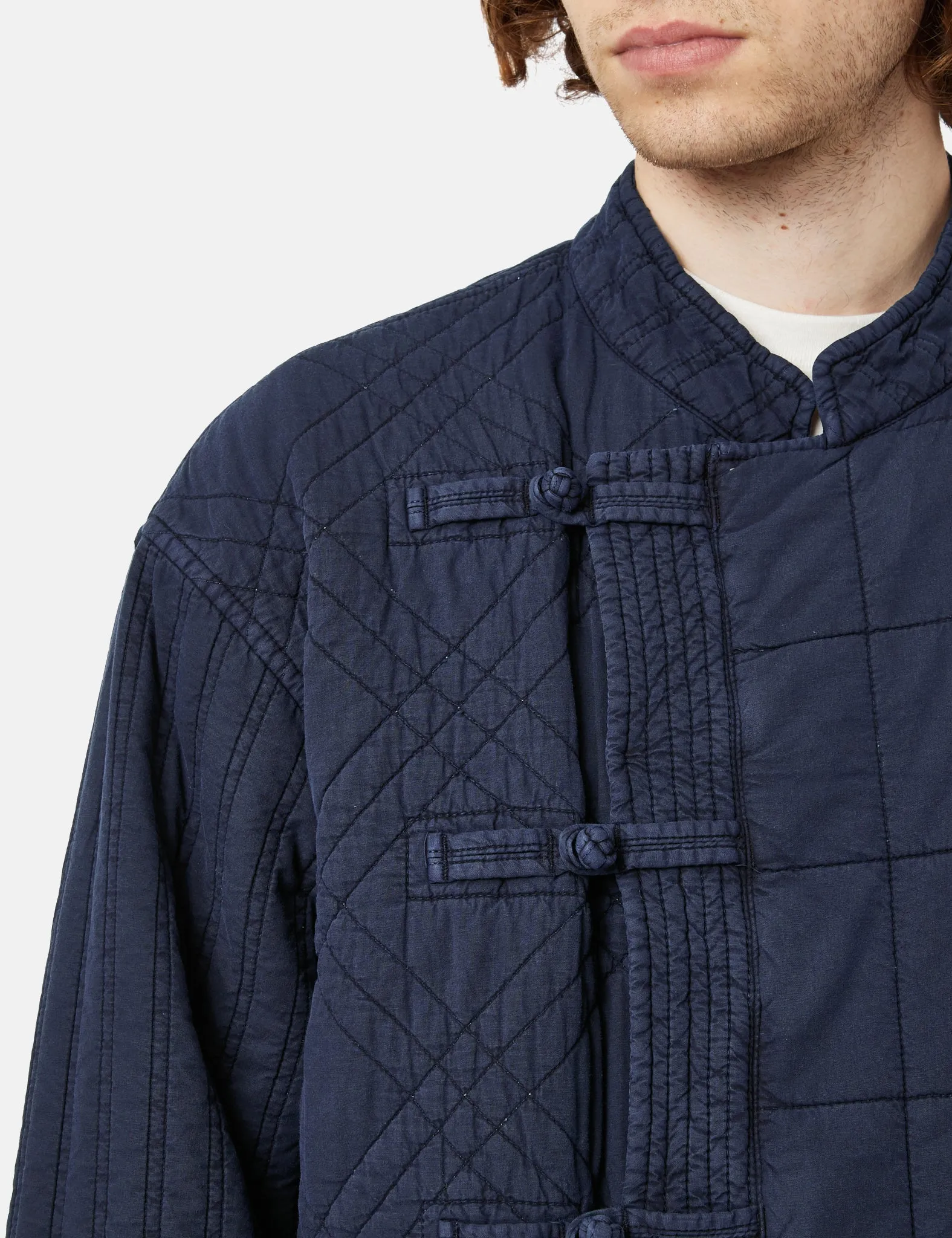 Snow Peak Patchwork Quilted NORAGI Coat - Navy Blue