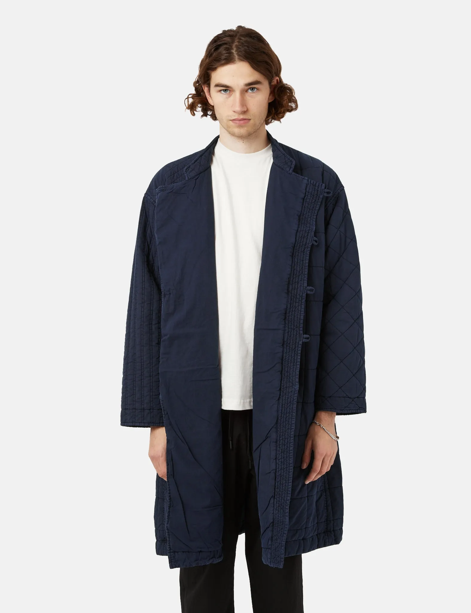 Snow Peak Patchwork Quilted NORAGI Coat - Navy Blue