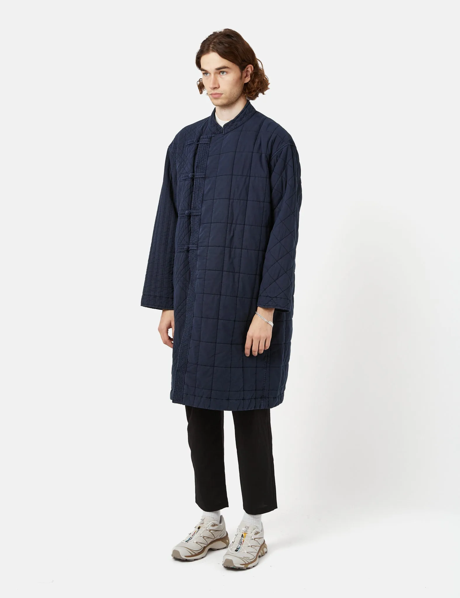 Snow Peak Patchwork Quilted NORAGI Coat - Navy Blue