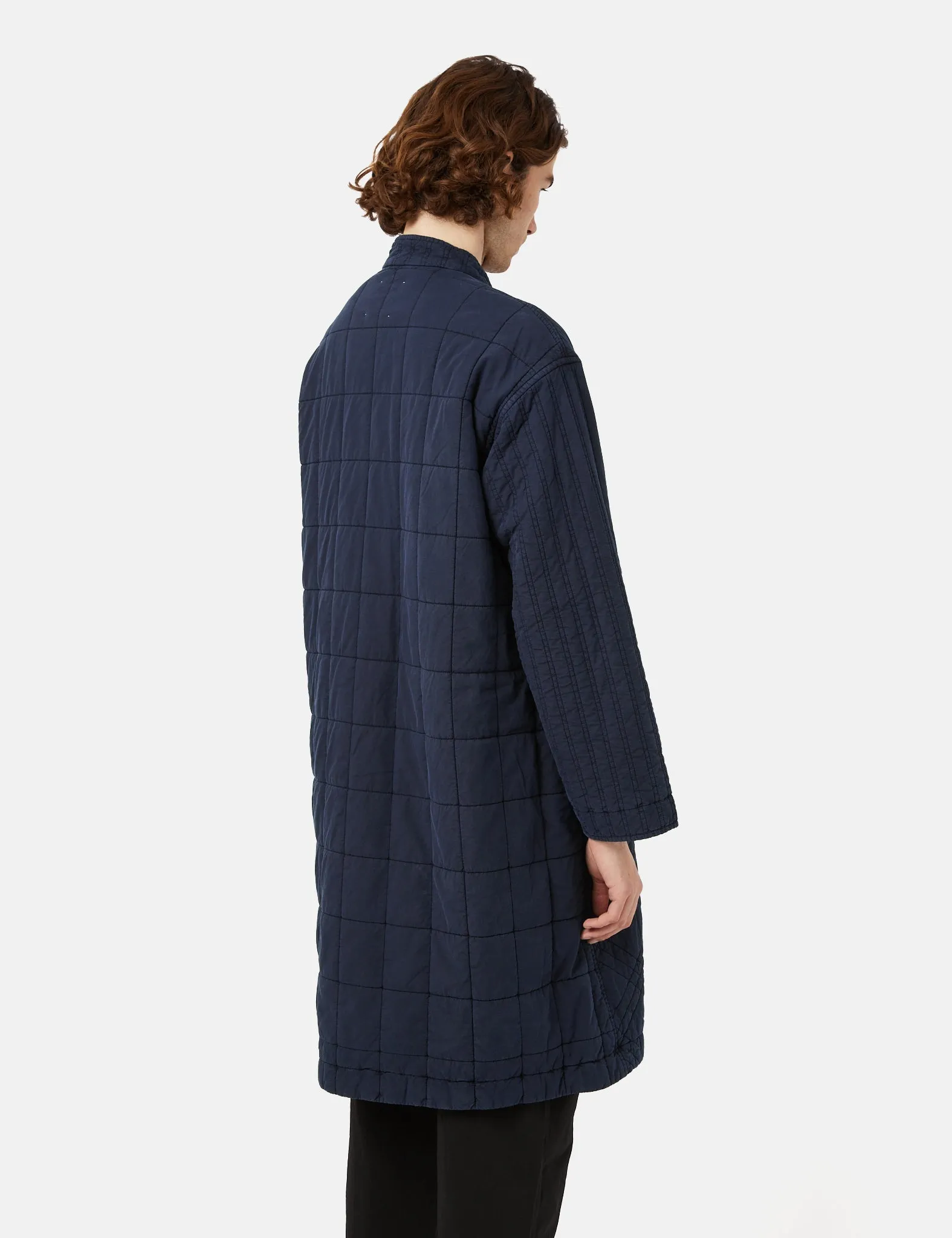 Snow Peak Patchwork Quilted NORAGI Coat - Navy Blue