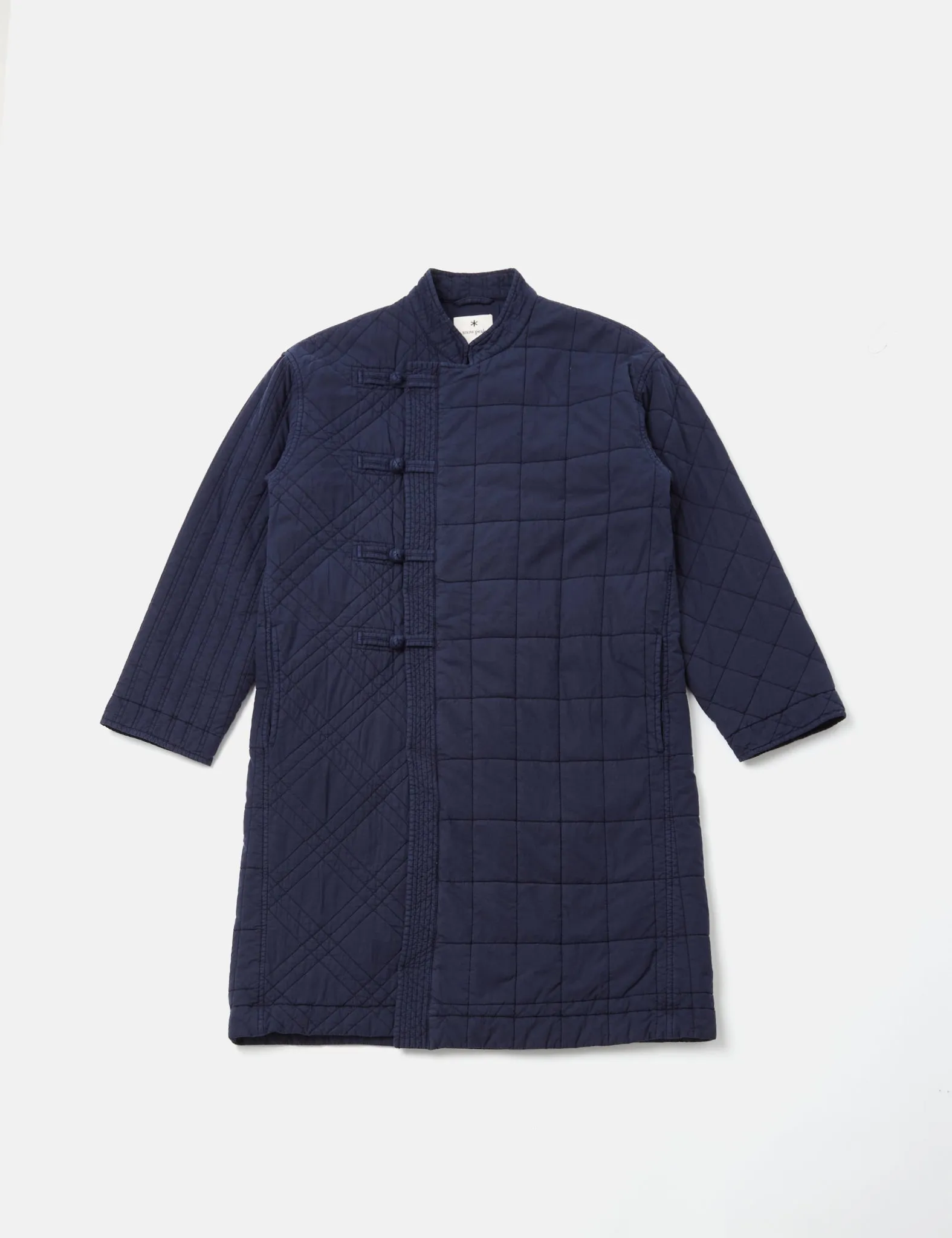 Snow Peak Patchwork Quilted NORAGI Coat - Navy Blue