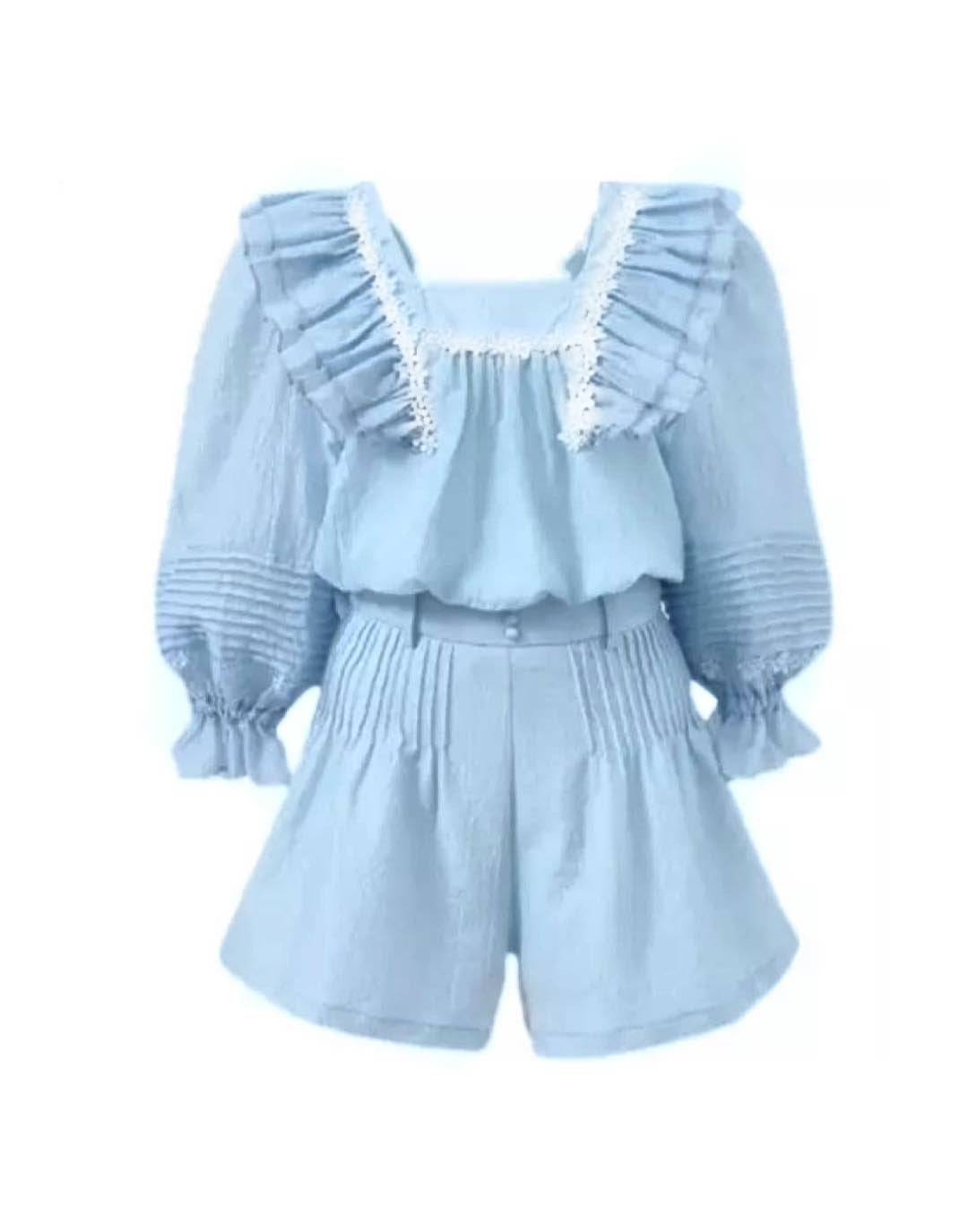 Square Neck Top And Shorts Coord Set