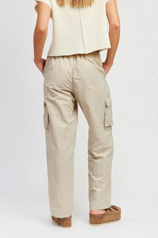 STRAIGHT LEG PANTS WITH ELASTIC WAIST BAND