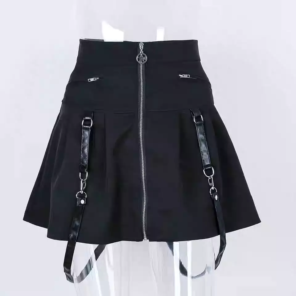 STREET FASHION ZIPPER RING SKIRT BY61045