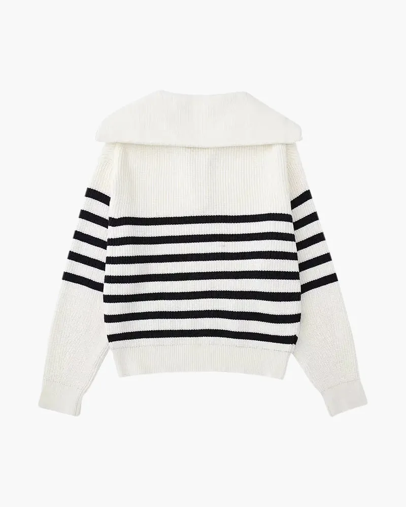 Striped Zip Up Sweater