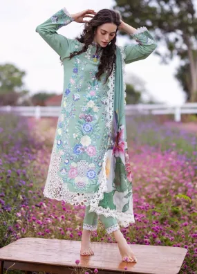 The Secret Garden By Mushq Hemline Spring Embroidered Lawn 3 Piece Unstitched Suit MQ24SGHSL D-2A BRIMSTONE