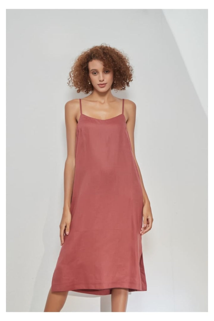 Tirelli - Linen Cami Dress - Soft Ruby