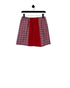 TOMMY CARMINE CHECK MINI GEMMA SKIRT (S/M)