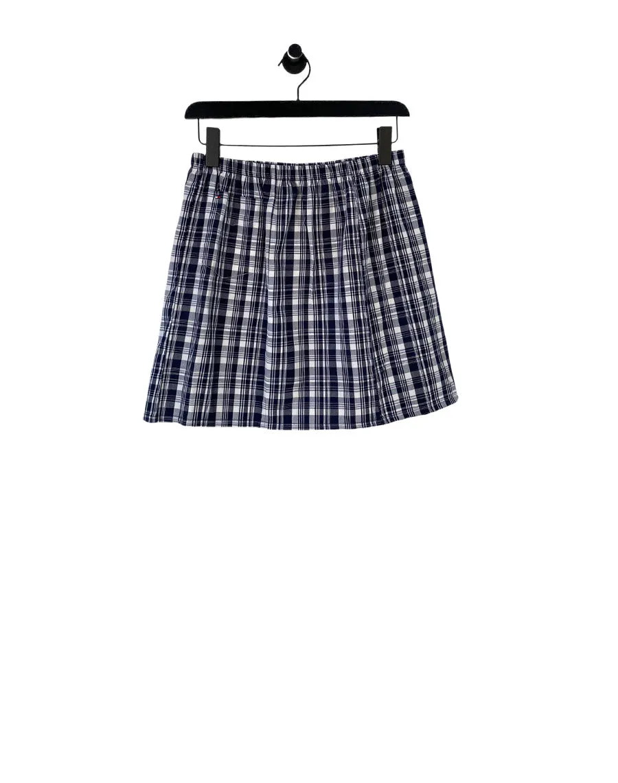 TOMMY DEEP NAVY CHECK MINI GEMMA SKIRT (S/M)