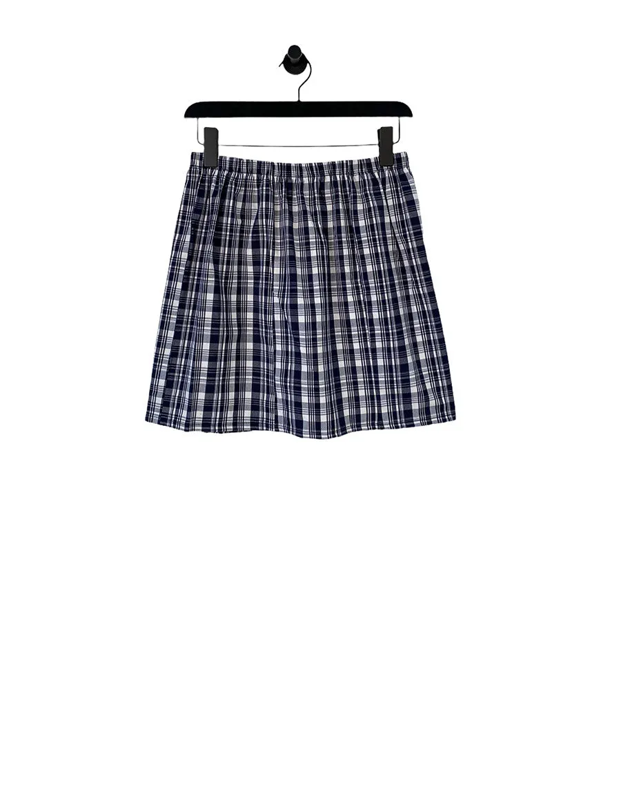 TOMMY DEEP NAVY CHECK MINI GEMMA SKIRT (S/M)