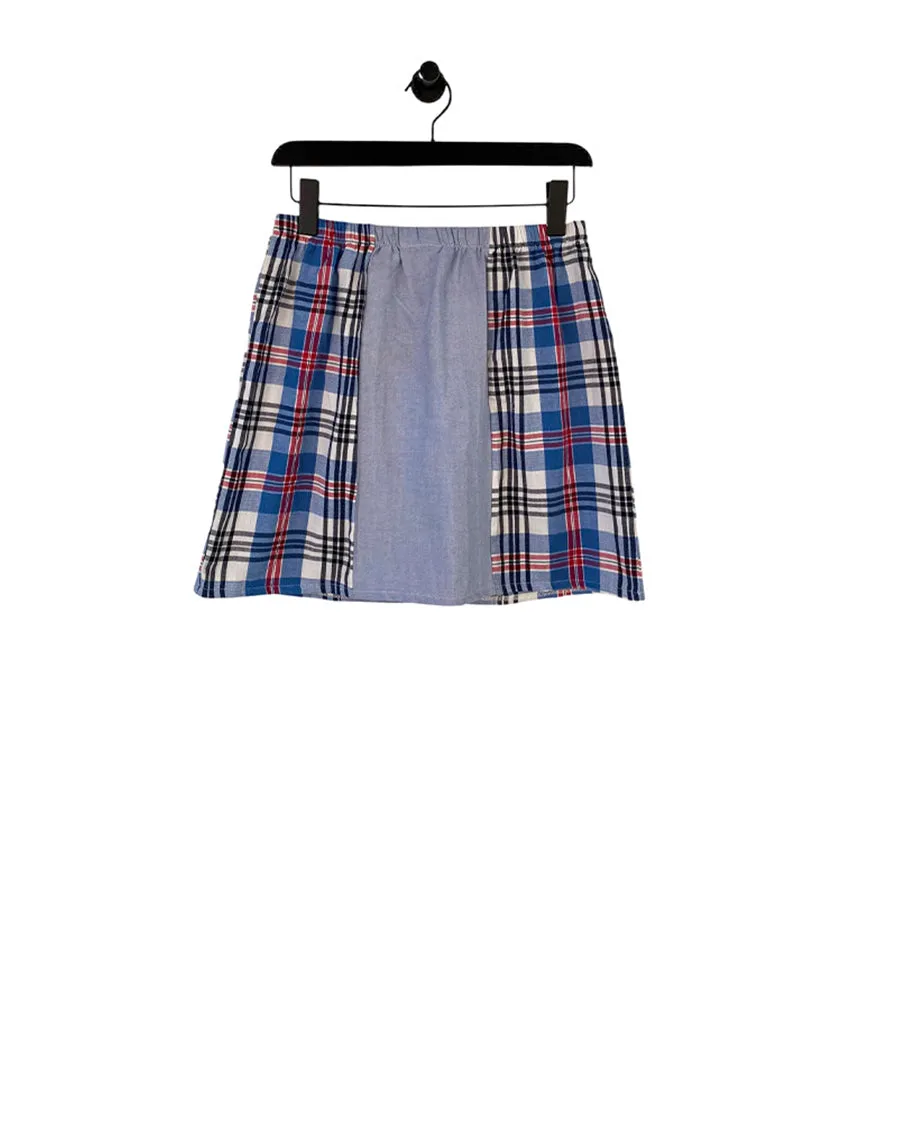 TOMMY SKY BLUE CHECK MINI GEMMA SKIRT (S/M)