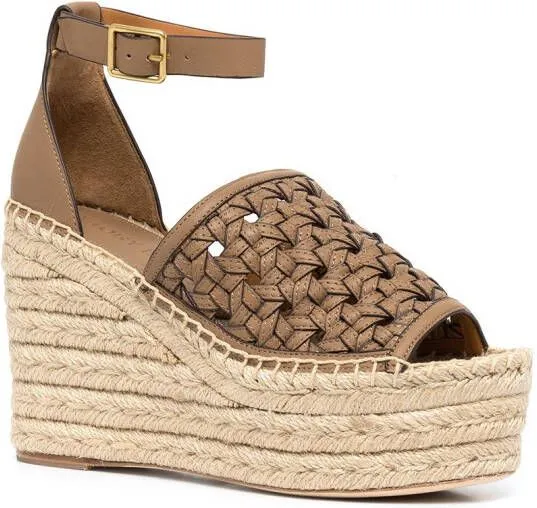 Tory Burch Basketweave espadrille wedges Brown