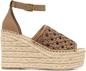 Tory Burch Basketweave espadrille wedges Brown