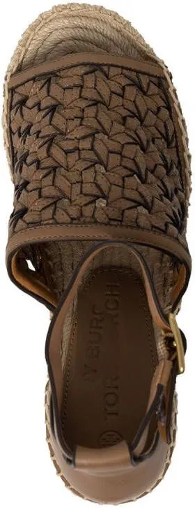 Tory Burch Basketweave espadrille wedges Brown