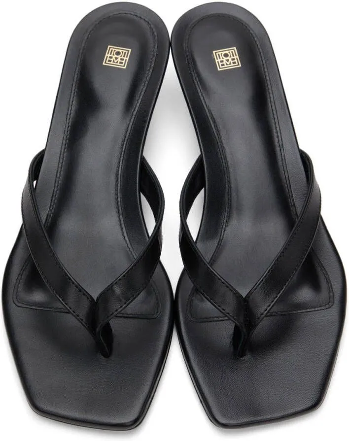 TOTEME Black Heeled Flip Flops