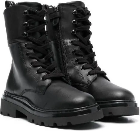 TWINSET Kids leather combat boots Black