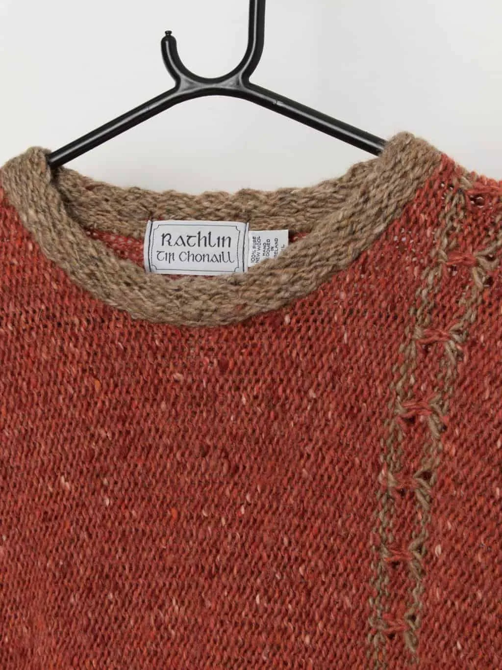 Vintage Irish wool autumn orange pullover sweater – Large