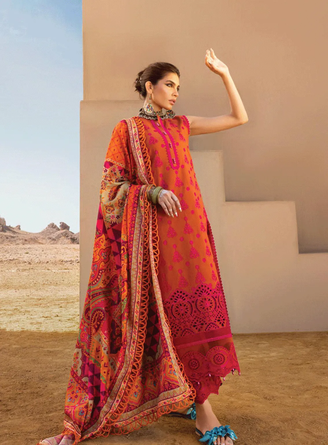 Zainab Chottani Embroidered Lawn Unstitched 3 Piece Suit - ZC23CL 3B GUNJAL