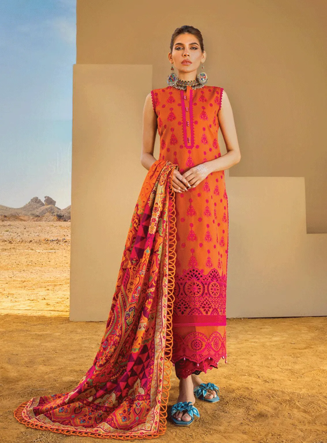 Zainab Chottani Embroidered Lawn Unstitched 3 Piece Suit - ZC23CL 3B GUNJAL